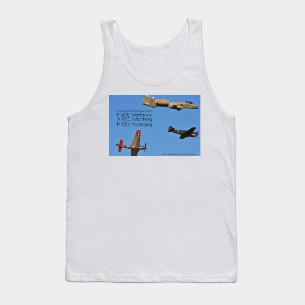 2-Sided USAF Heritage Flight P-40 A-10 and P-51 Tank Top by acefox1